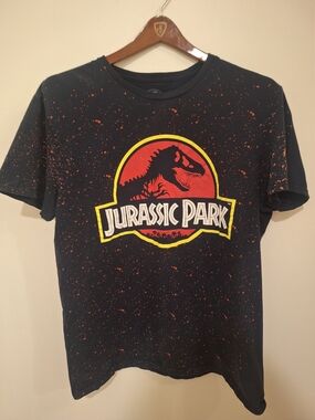 Universal Black Jurassic Park Logo Tee with Red & Yellow Accents